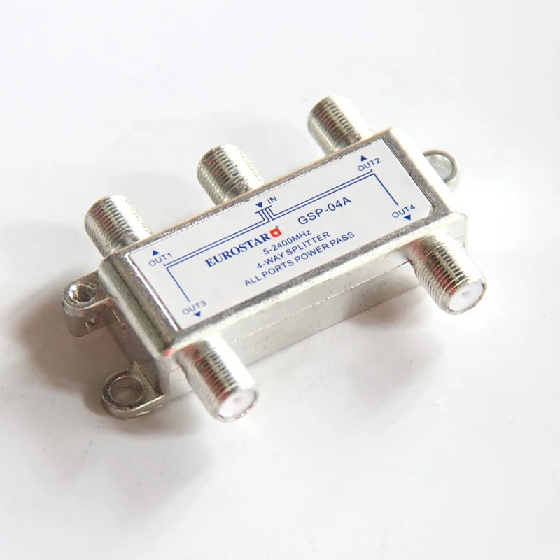 High Speed Internet GE Digital 4-Way Coaxial Cable Splitter 5-2500 MHz RG6 Compatible Works with HD TV Satellite