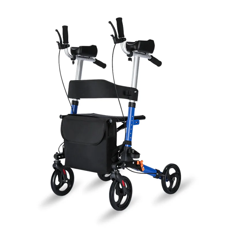 Portable Walking Crutch Disabled Walker Foldable Lightweight Adult Standing Walker With Wheels Walking Aids Frame