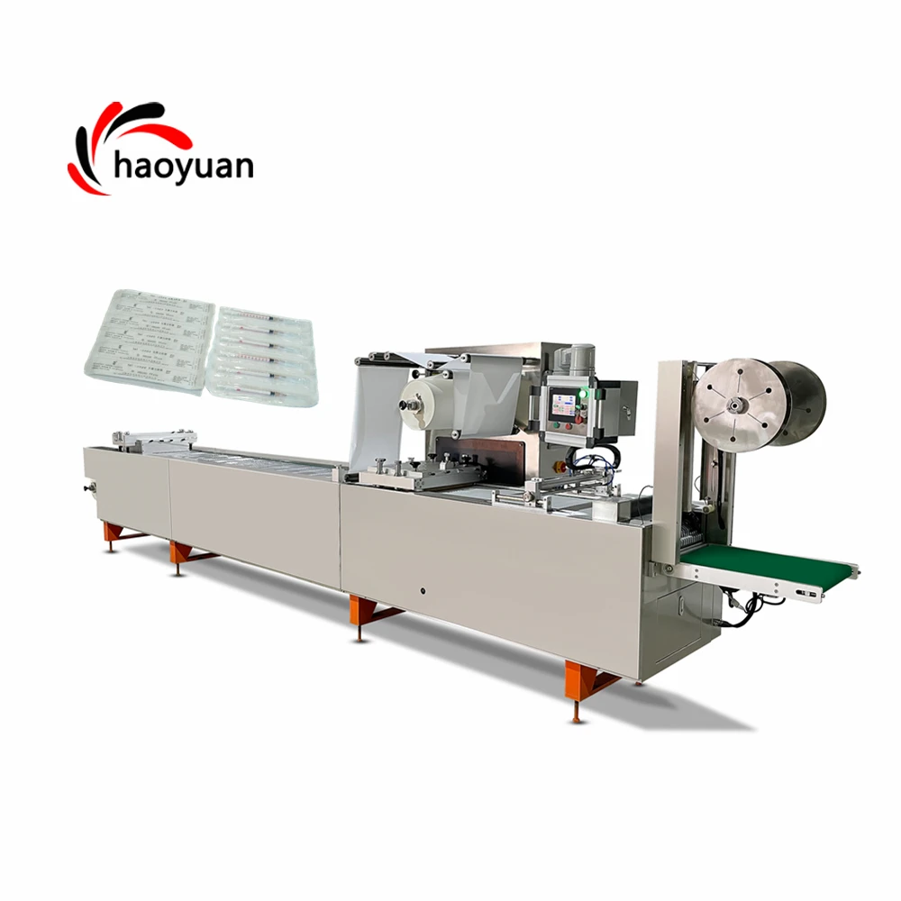 Haoyuan HY-420 Mund-Nasen-Spritze Blister Verpackungs-Vakuumbildungsmaschine Vierseitiges Verschweißen 2600kg