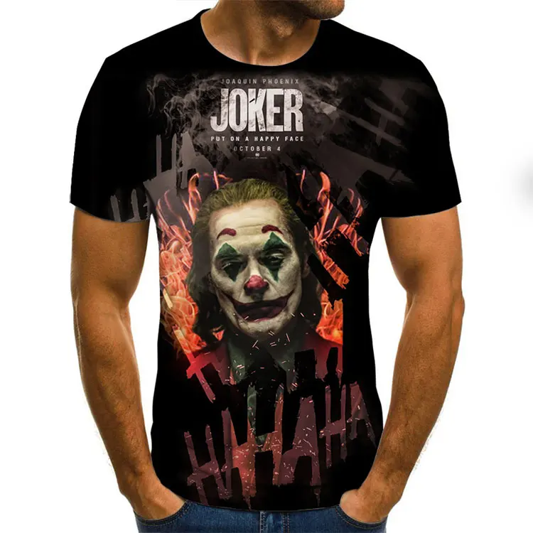 custom design t-shirt crewneck joker short sleeve tee shirt multi color unisex guys clown freaky 3D 