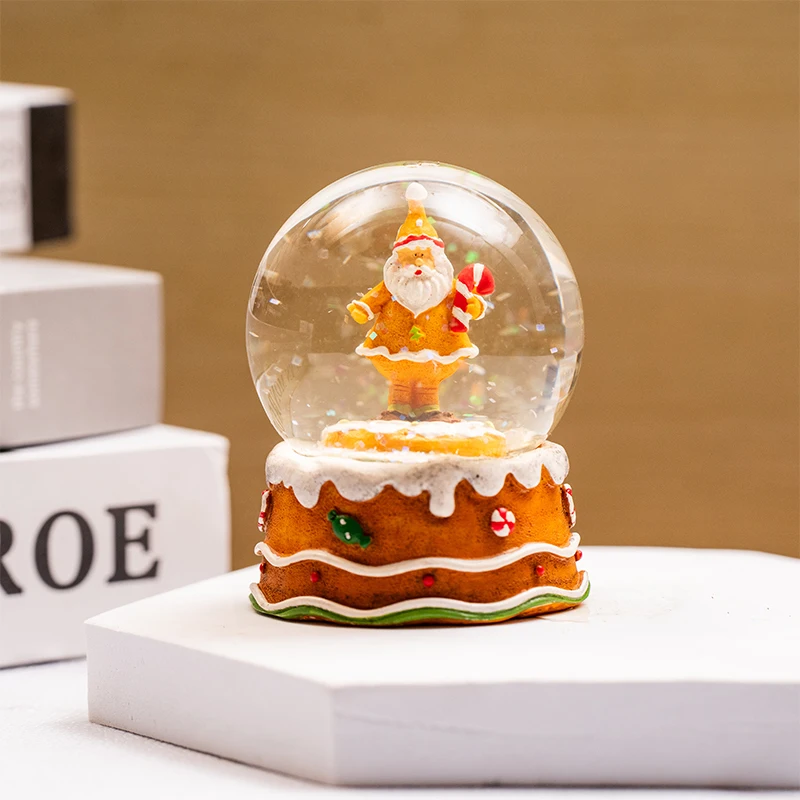 Снежные шары из смолы в стеклянном шаре с ручной росписью Рождественский водный шар музыкой или