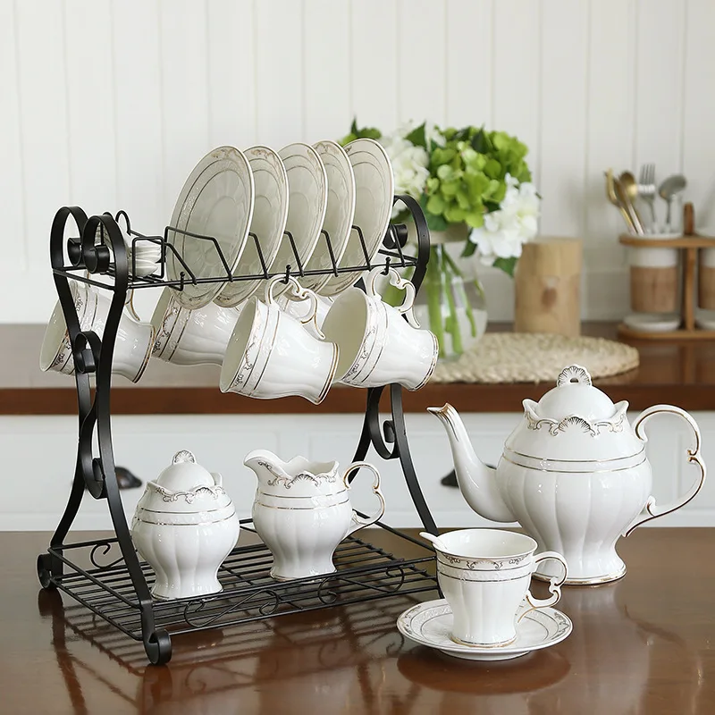 Первоклассный аутентичный роскошный Европейский Креативный домашний чайный сервиз, керамическая чашка и блюдце, кофейник большой емкости, индивидуальный подарочный набор