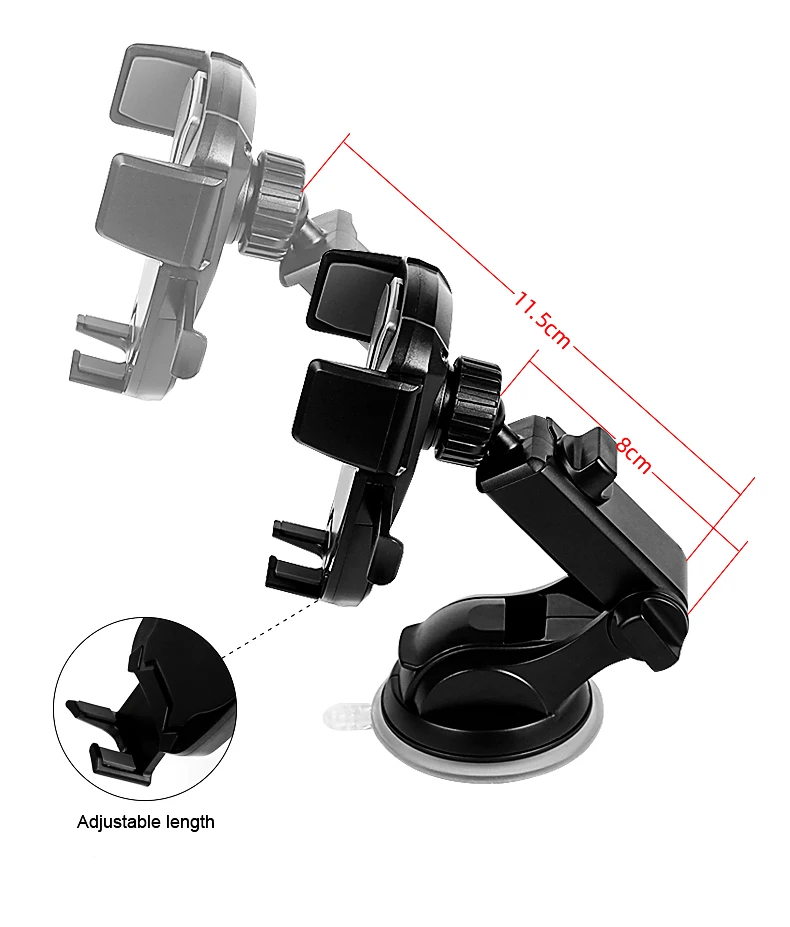 Support de téléphone rotatif à 360° pour tableau de bord et pare-brise avec ventouse et bras extensible. Fixation rapide._voghion.com