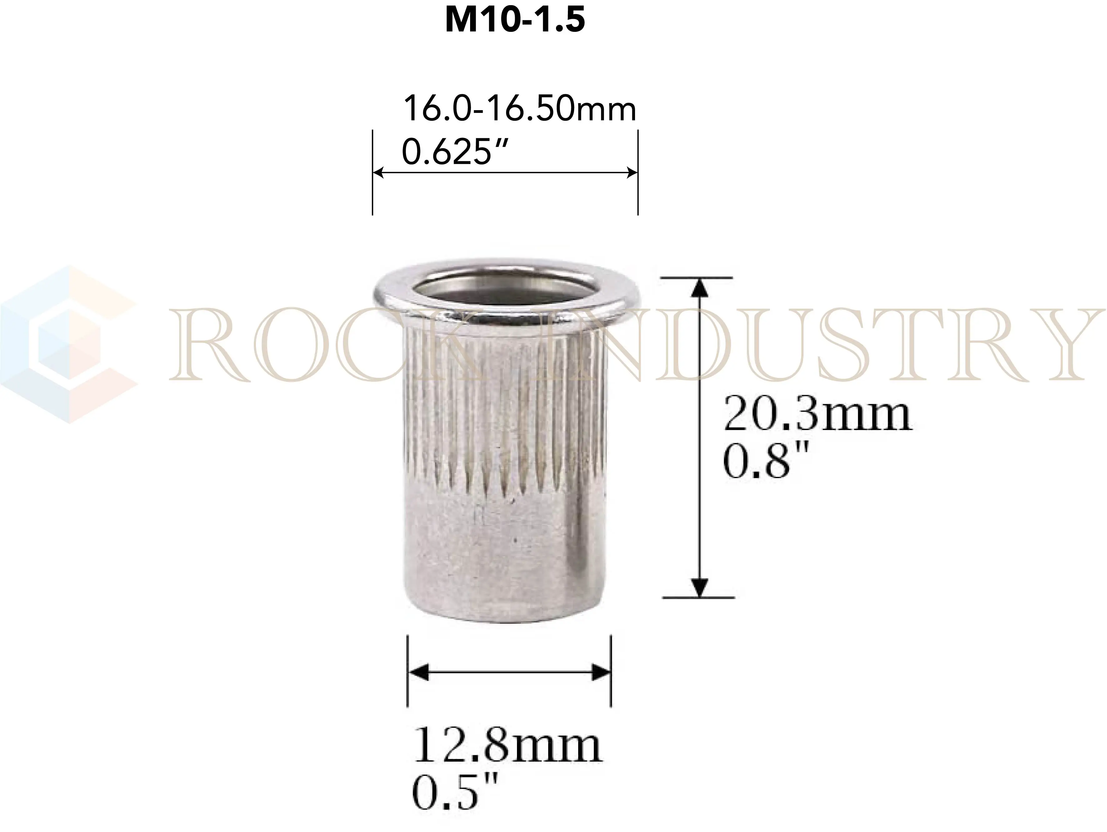 M10 M16 Knurled Flat Rivet Nuts Stainless Steel Semiround Shank