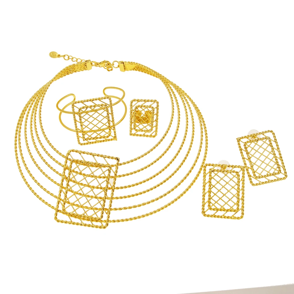 Zhuerrui Brazilian Gold Luxury Jewelry Set Choking Necklace Bracelet