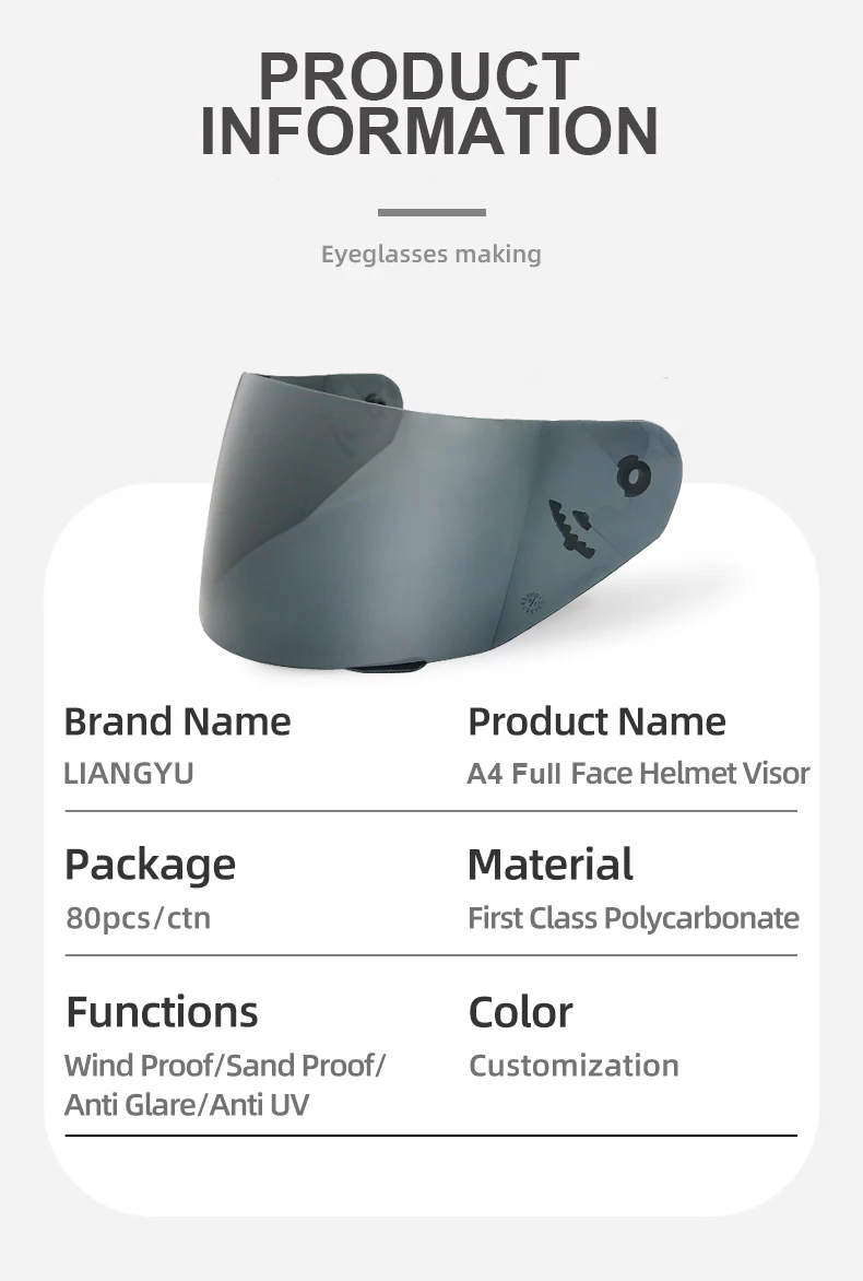 China Helmet Accessories Visor Full Face Anti Pc Material Motorcycle