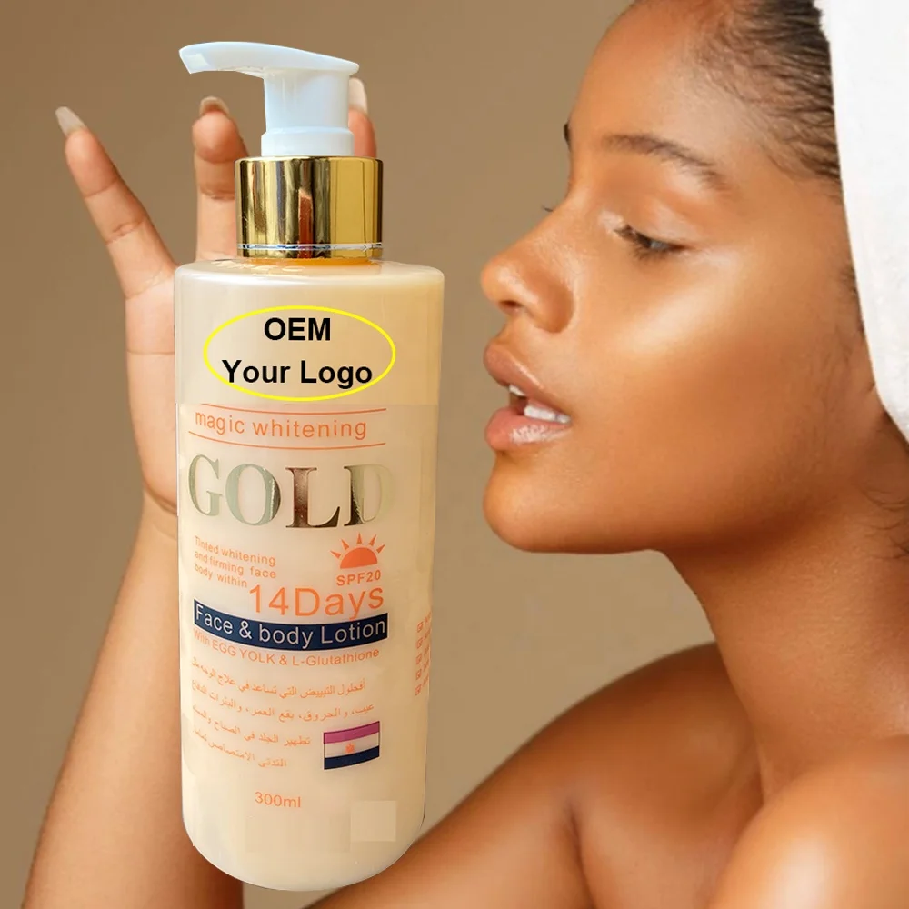 Tinted Whitening and Firming Face Body Within 14 Days Whitening Gold Body  Lotion Cream OEM Private Label