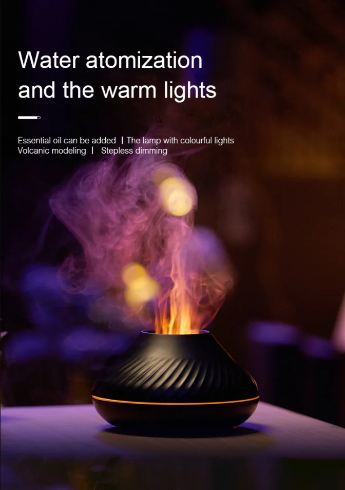 130ml USB Mini Led Colorful Light Humidifier Fire Flame Diffuser ...