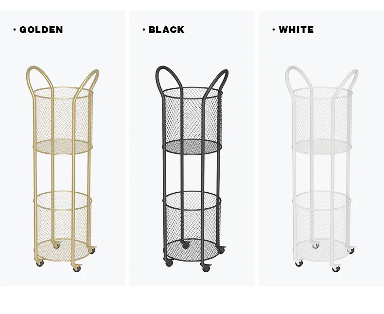 Golden Steel Storage Racks Bathroom Holders With Wheel Rolling Cart ...
