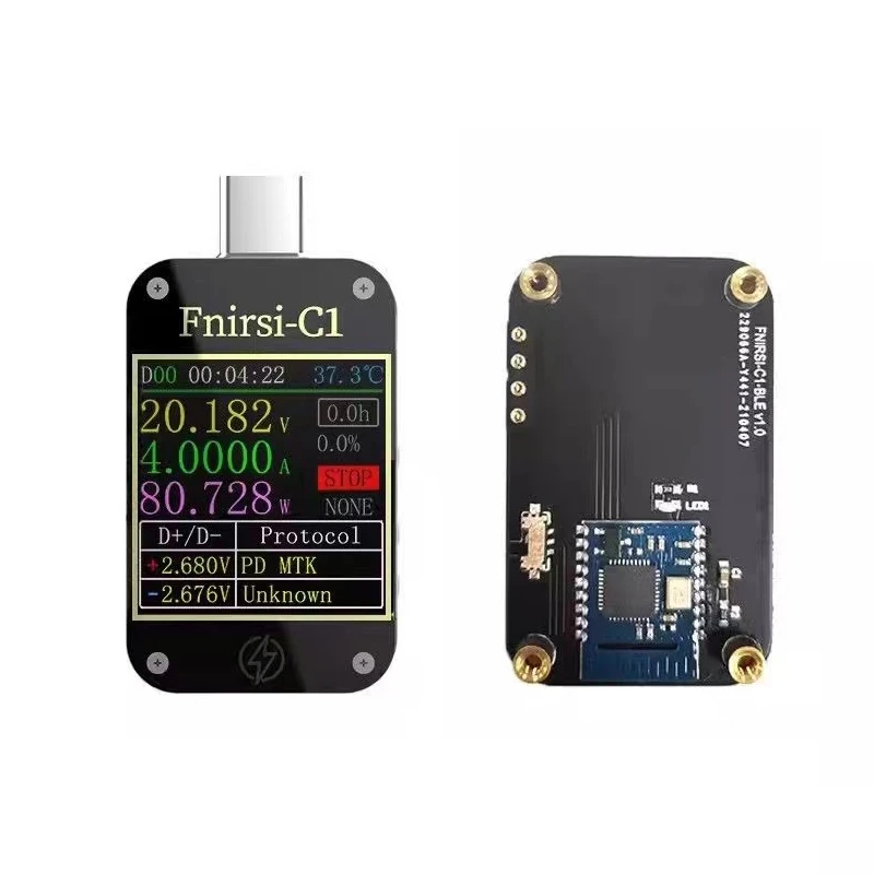 FNIRSI-C1 Usb Multifunction Tester Fast Charging Protocol Type-c Voltage Current Mini Tester Usb c Tester With PC Software