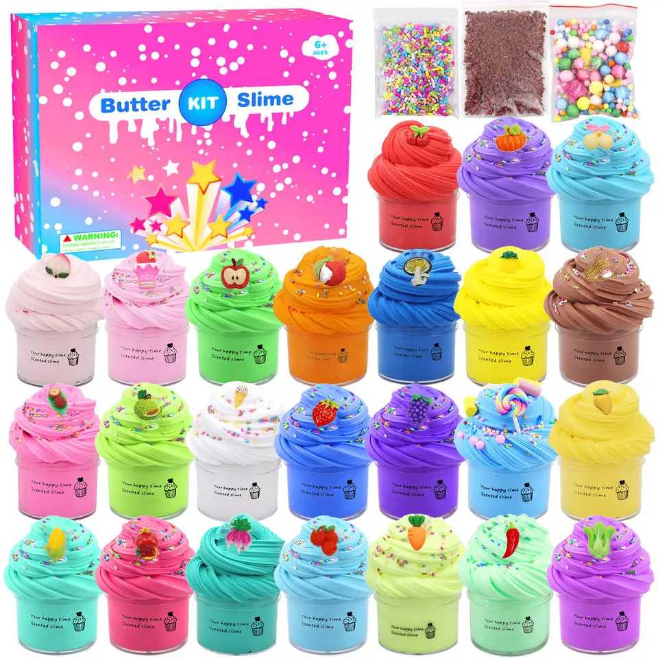 2023 Set Fluffy 12 Kind Colors Playdough/slime Making Kit Foam Clay Eco ...