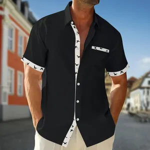 2025 Summer Men's New Waffle Fabric Casual Button Pocket Short Sleeve Collar Shirt