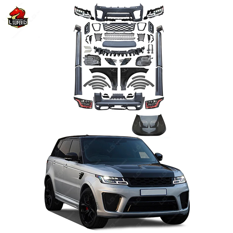 2022 SVR Style Body Kit for Range Rover Sport 2014-2017 with Front Rear Bumepr Side Skirts Fender Headlights Taillights