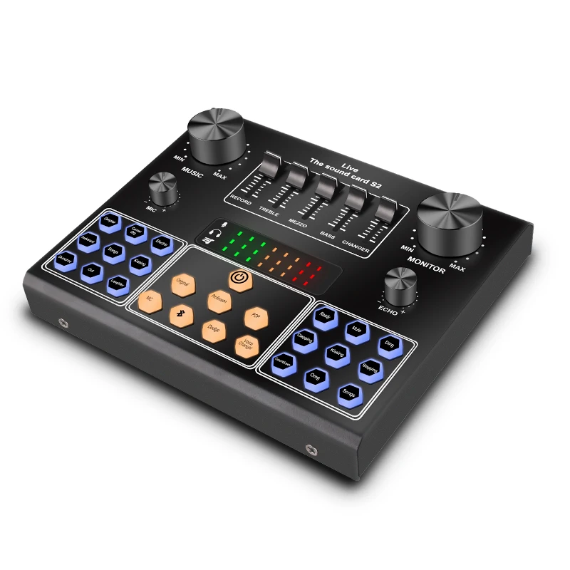 Live Sound Card Audio Interface Adjustable With Desktop Condenser Microphone and Monitor Headphone Podcast Production Studio Kit