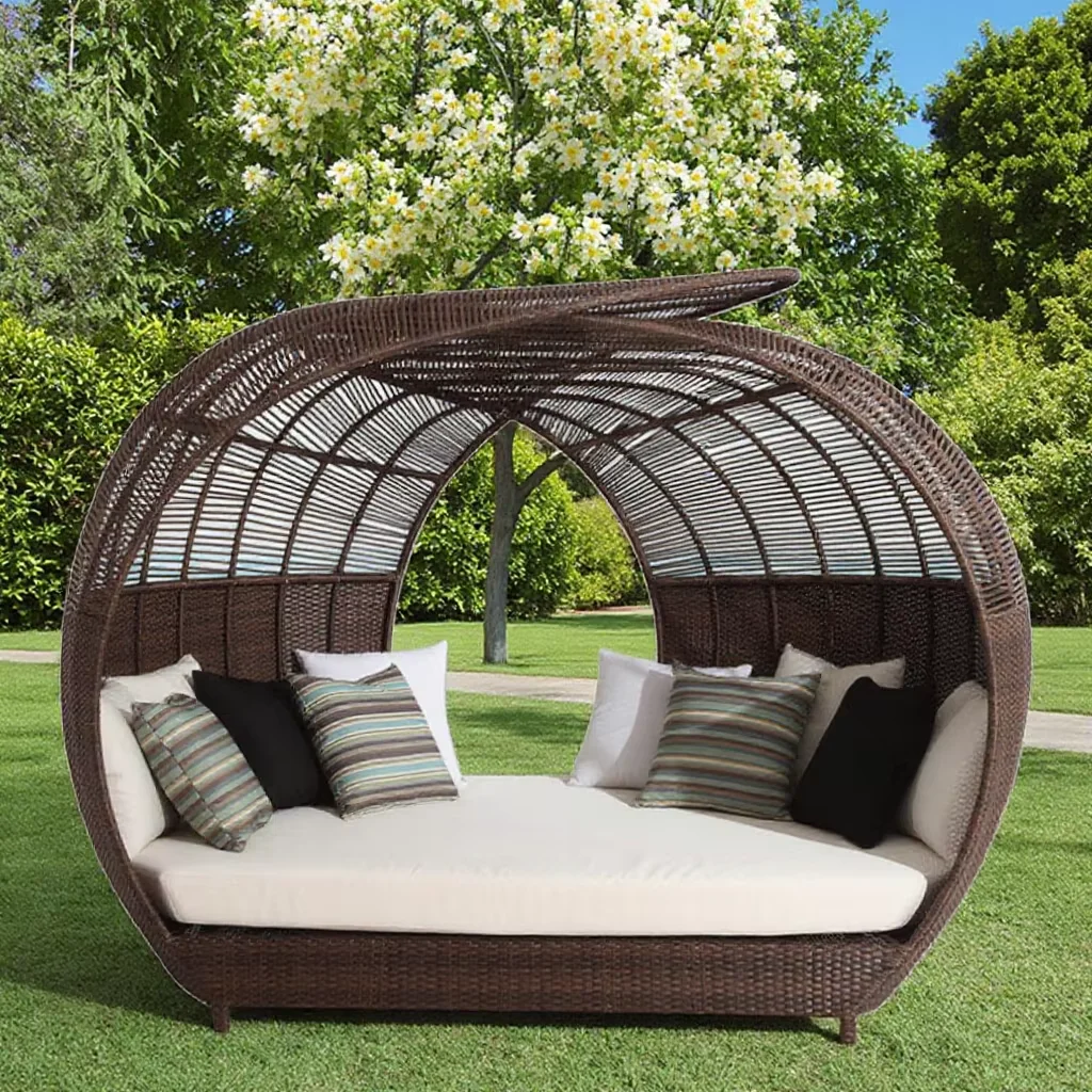 Aluminum Sun Lounger Garden Chair Outdoor Daybed Rattan Waterproof Patio  Round Camping Furniture Bird Nest Bed