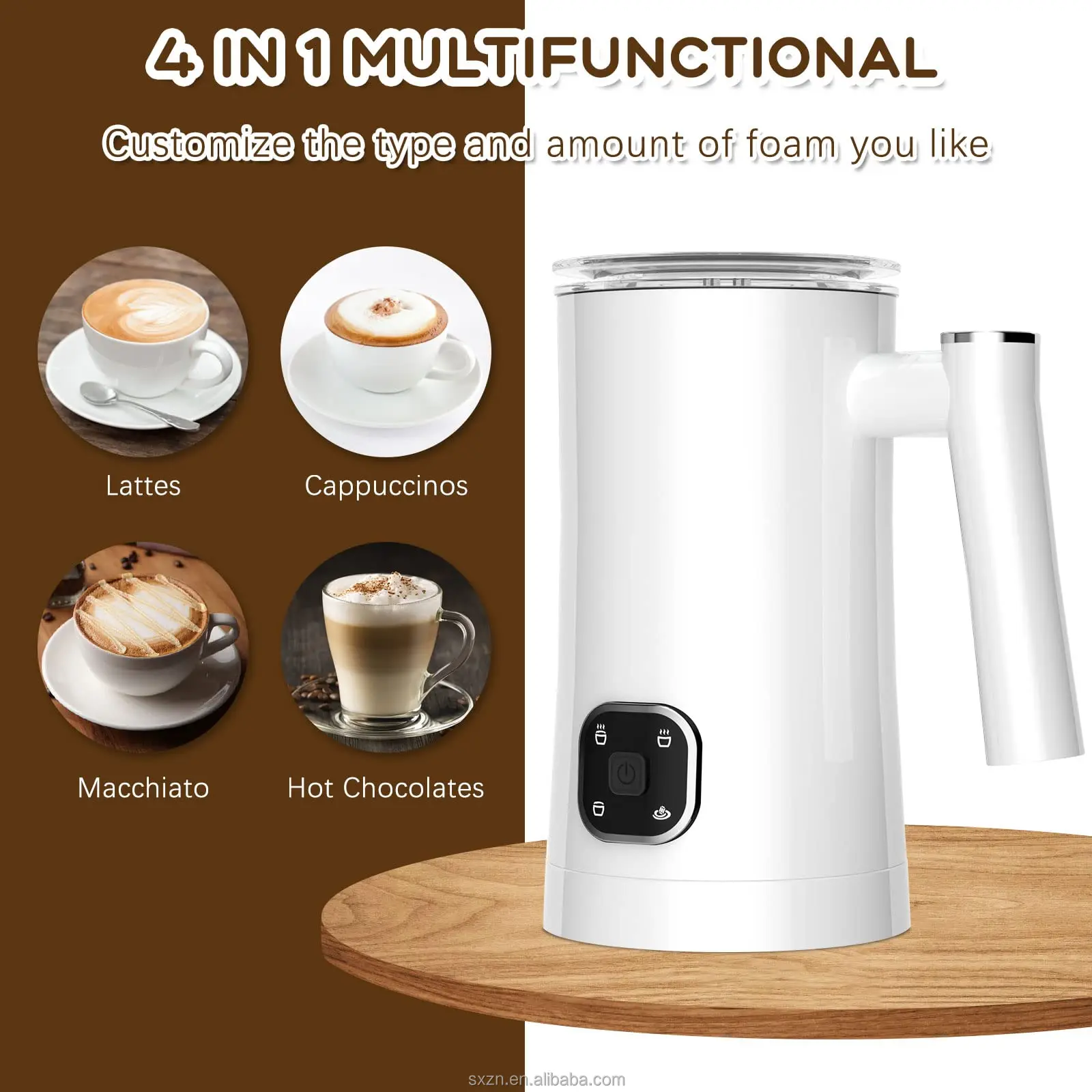 Milk Frother,4 In 1 Automatic Milk Frother,350ml Hot & Cold Milk Foam ...