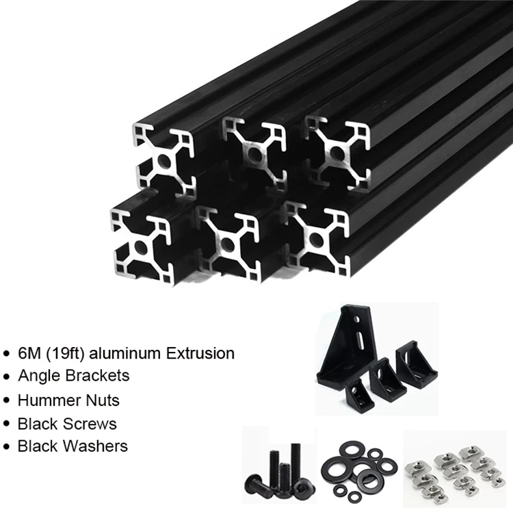 3030 3060 Aluminum Extrusion T Slot Black Anodized Extruded 30 Series ...