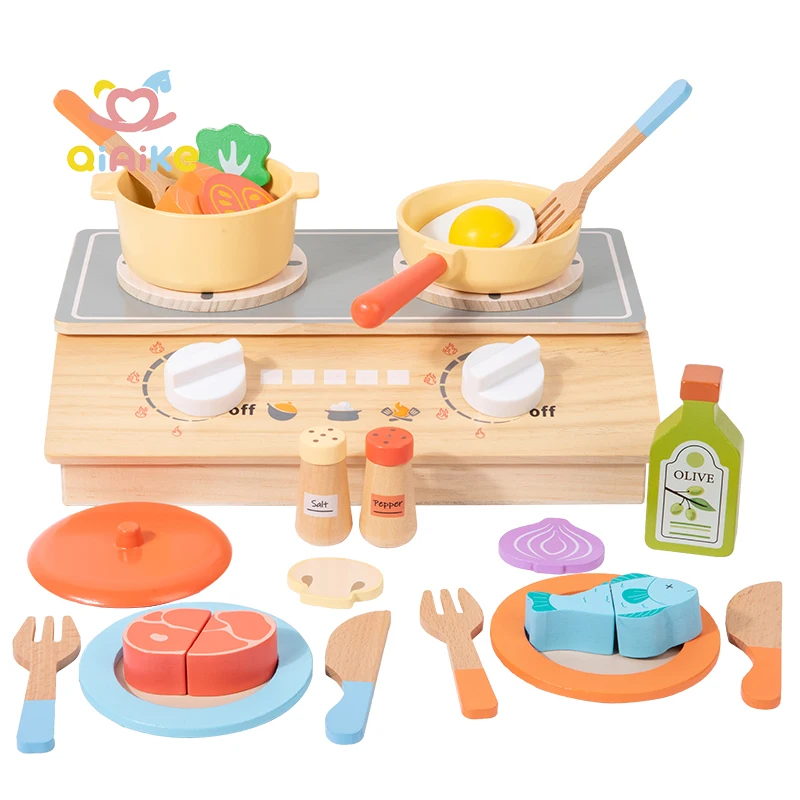 木製の pretend play 料理用具セット 教育用 pretend play キッチンアクセサリー 切る食品のおもちゃ 女の子男の子幼児向け
