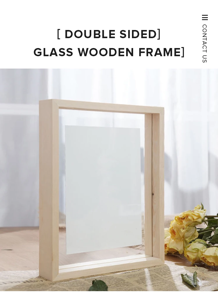 Wholesale Transparent Double Sided Glass Picture Wooden Frame And