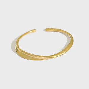 2022 Fashion Gold Plated 925 Sterling Silver Irregular Cuff Bangles Jewelry Women Wholesale