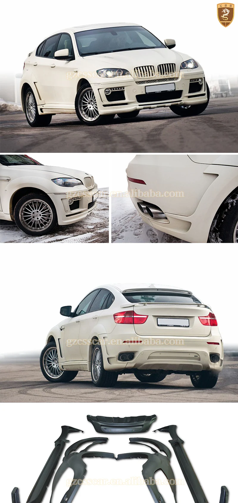 Css Hm Style Body Kit Car Bumper Fenders For Bmw X6 E71 Frp Side Skirts ...