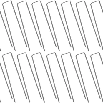 200 Pack Garden Landscape Staples Weed Barrier Fabric Stakes 6 inch Pins Sod Staple 11 Gauge Steel
