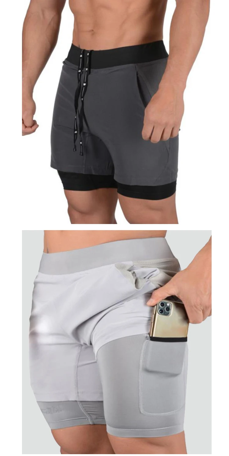 Workout Running Wear Men's Gym Shorts Custom Men Slim Sweat Fiess Sport Casual Print Pattern Knitted 2 in 1 Shorts Men766_voghion.com