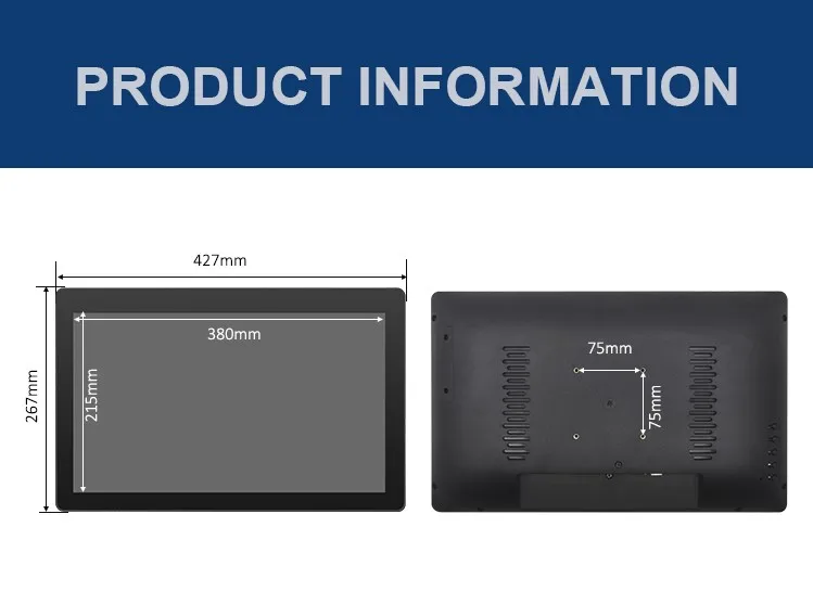 Factory 17.3 Inch Industrial Monitor LED Backlight New VGA/ Cable Pure Flat Panel Touch Screen LCD Display
