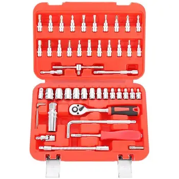 Fast ratchet multi-function 49 piece sleeve wrench kit auto repair tool set