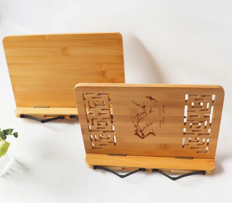 Adjustable Book Stand for Desk - Wishacc Bamboo Book Holder