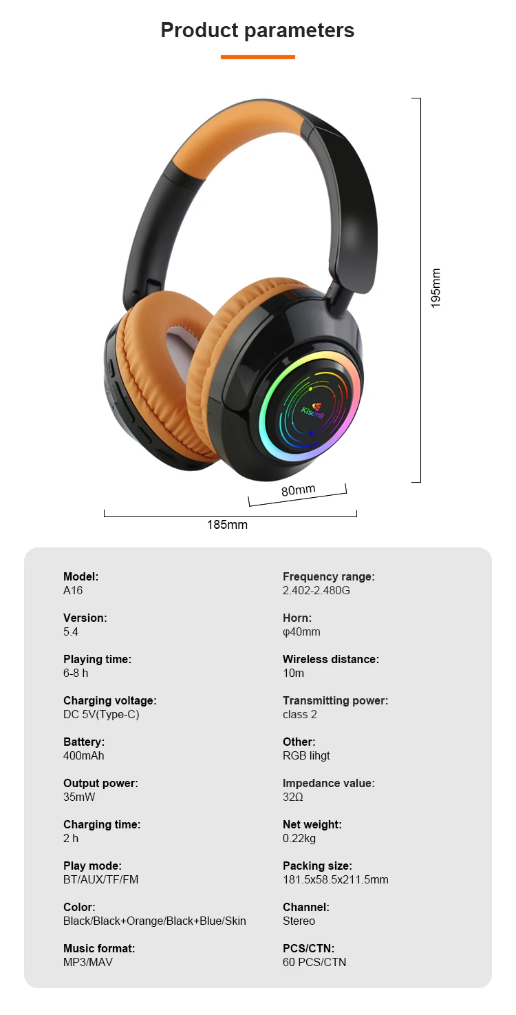 Kisnoli A16 Wireless Gaming Blue Tooth Headset