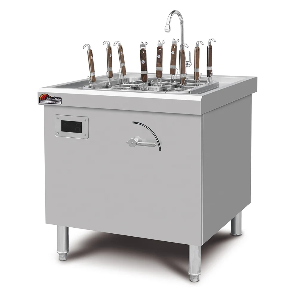Spaghetti Ramen Cooking Machine Station 9 Basket Pasta Boiler Induction Restaurant Commercial Pasta Noodle Cooker With Strainer