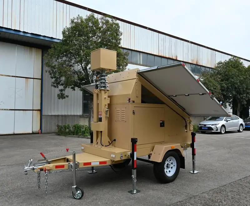 Solar Diesel Hybrid Power Generator CCTV System Tower Mobile Surveillance Trailer