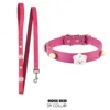 Correa y collar rosa rojo