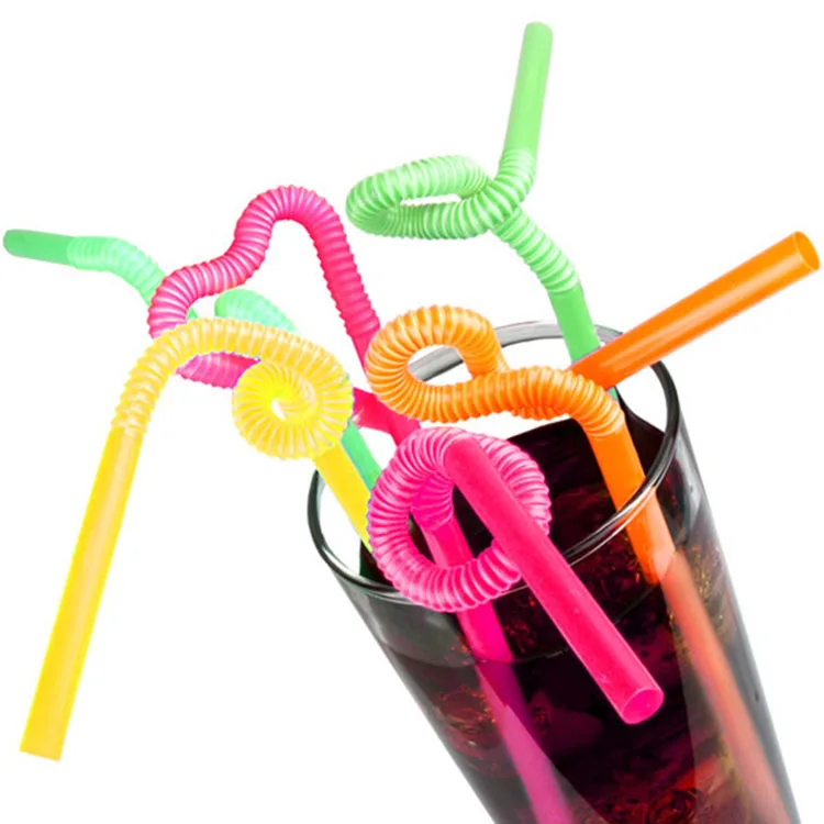 100pcs Straws 260mm Multicolor Straws Extra Long Plastic Drinking