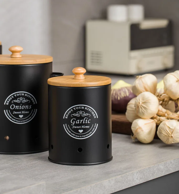 Xbopetda Potato & Onion Storage Bin Set With Bamboo Lid - Metal Kitchen Pantry Organizer - View #10