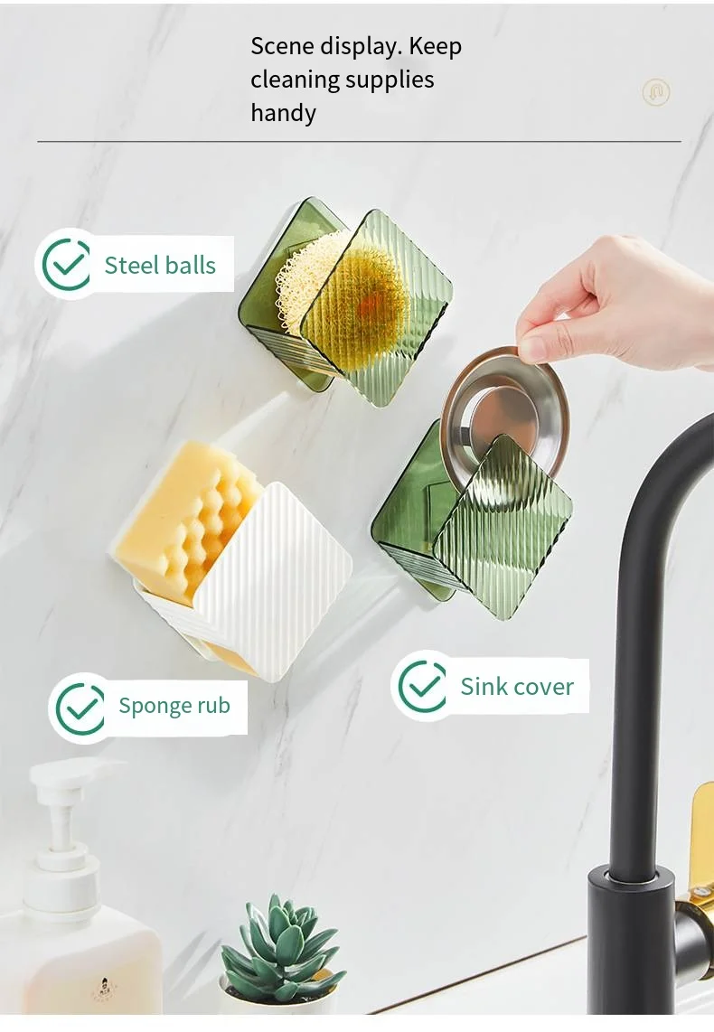 Cleaning cloth storage drain rack kitchen supplies perforation-free wall hanging sink steel ball dish sponge objects manufacture