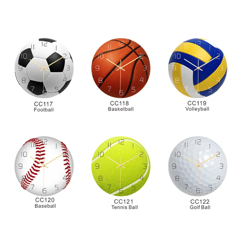 Sports Balls Personalized  Wall Clock Football Basketball Baseball Soccer 