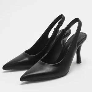 8503-33 Simple Fashionable Mid High Heels Women Shoes Pointed Toe Slingbacks Sandals Solid Color Heeled Sandals with Thin Heel