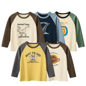 Wholesale 100% Cotton Long Sleeve Kids T-Shirt Boys Undershirt Top Children T Shirt Clothes