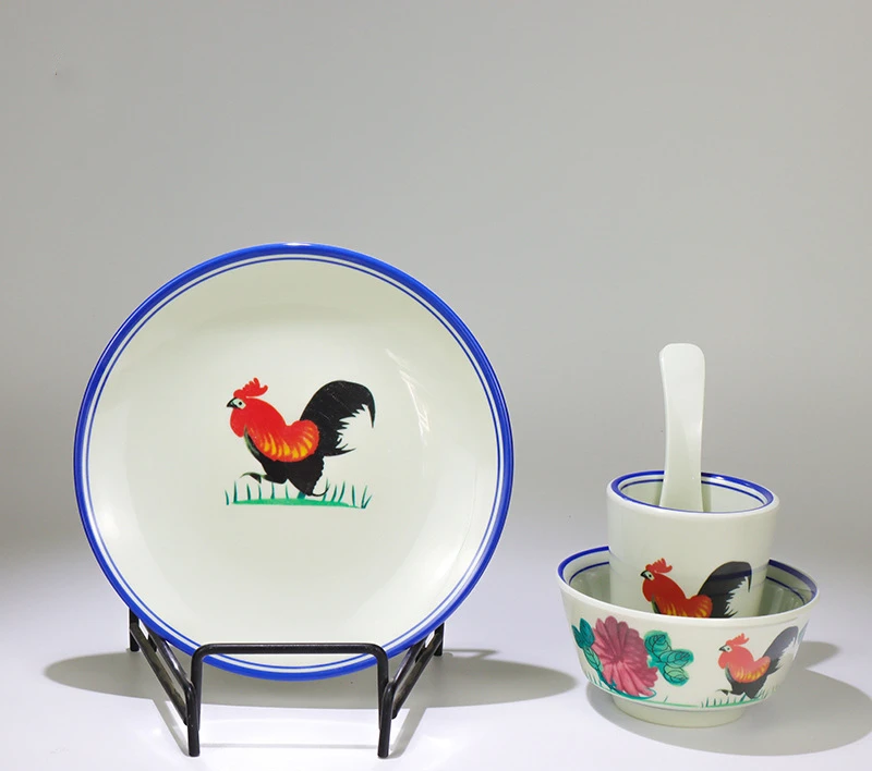 Ensemble de vaisselle en mélamine, coq rustique, Style chinois