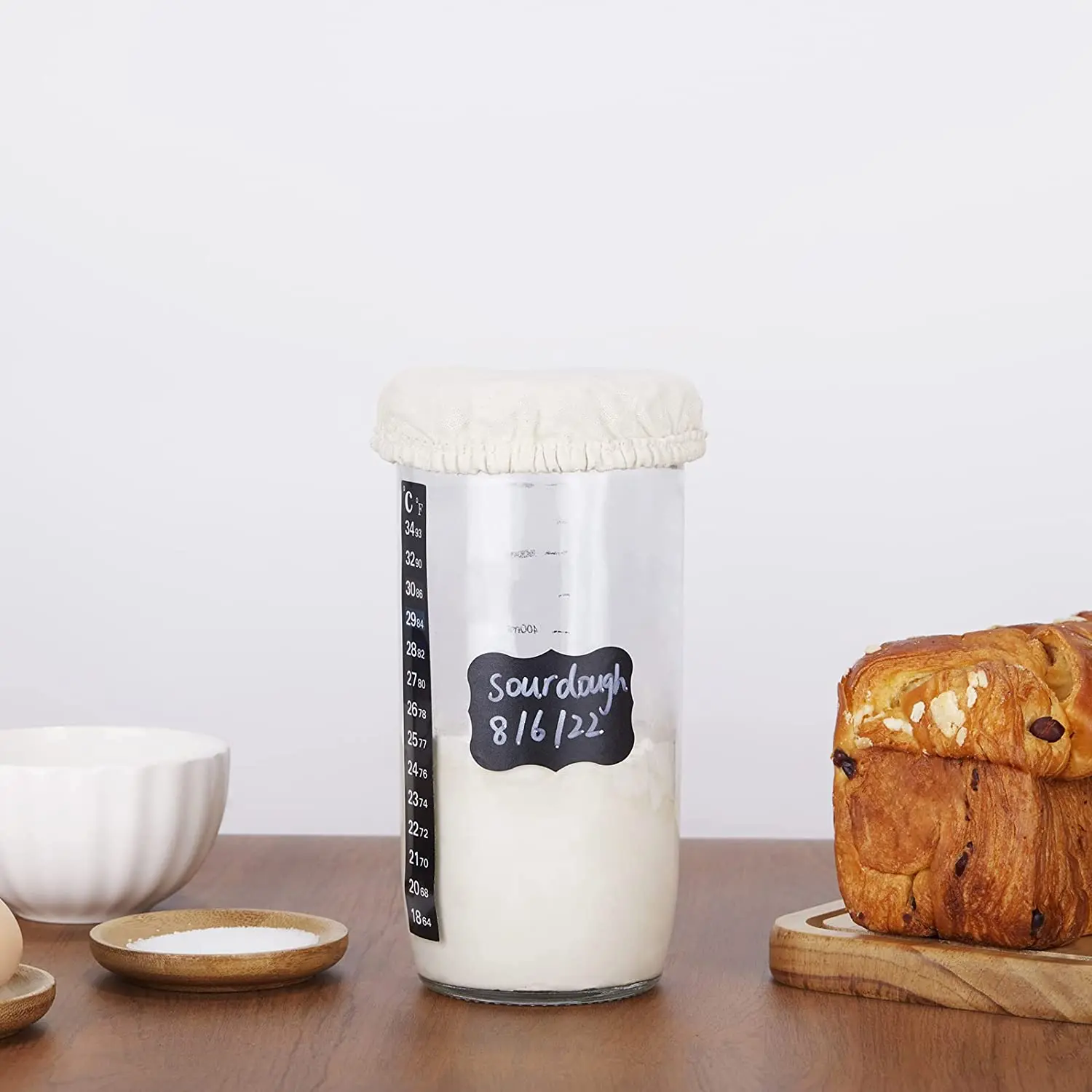 Sourdough Starter Container Sourdough Starter Kit With Date Marked Feeding Band,Thermometer