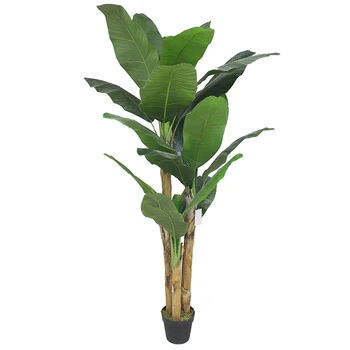 6ft Artificial Banana Tree Wholesale Faux Tree 3 Trunk Real Touch Leaves Banana Tree for Online Selling
