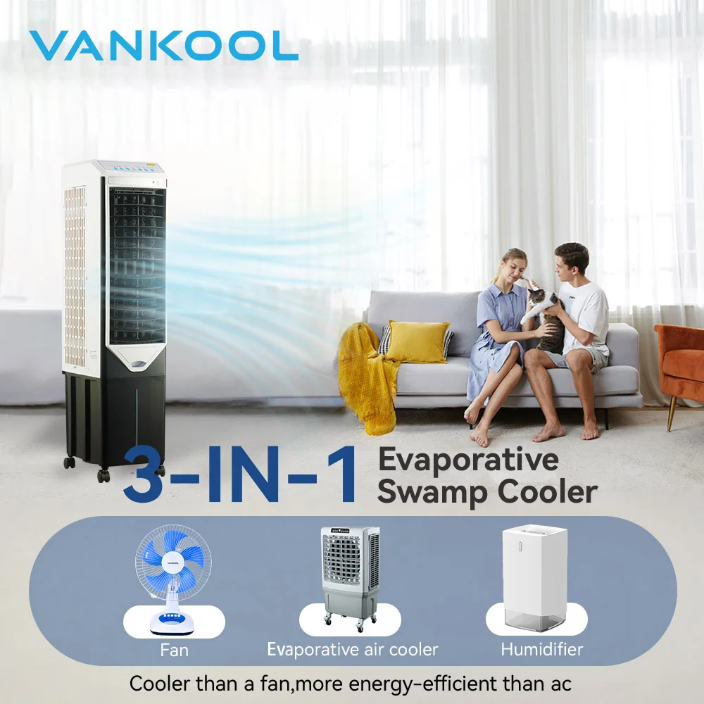 Multi Functional Cheap Camp Portable Tower Fan Type Party Kitchen Greenhouse Two Fans air Cooler Evaporator for Cold Room