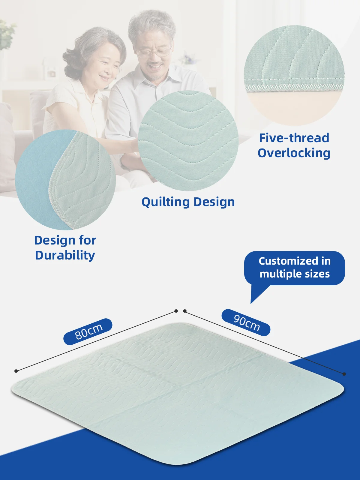 Wholesale Quilted Knitted Bed Pads Washable Waterproof Underpads Super - product detail 1