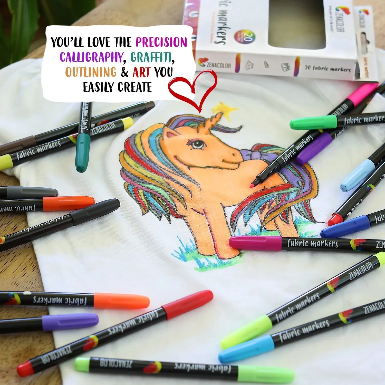 10 Assorted Color Permanent Fabric Markers for Art & Textiles