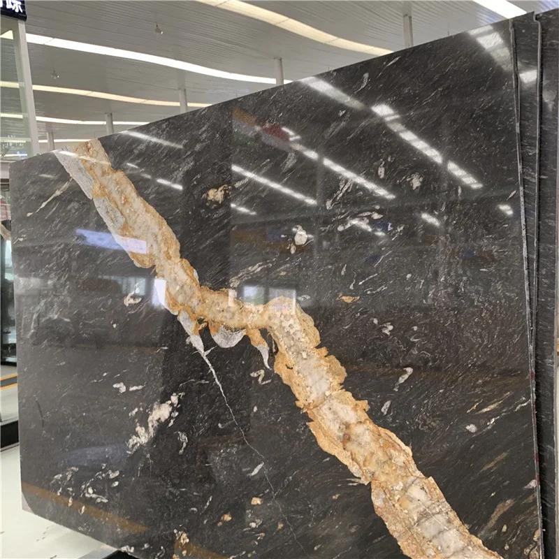 product prometheus golden black marble stone for interior decorationblack marble with golden veins tile-3
