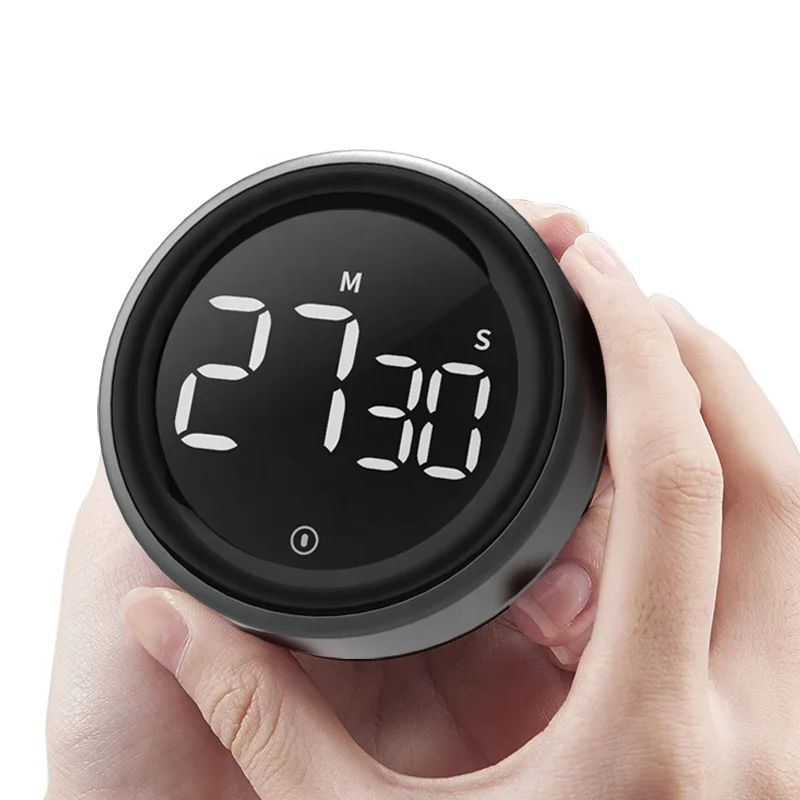 Circular LED Digital Knob Countdown Timer Swivel Adjustment Duration Kitchen Cooking Calculagraph