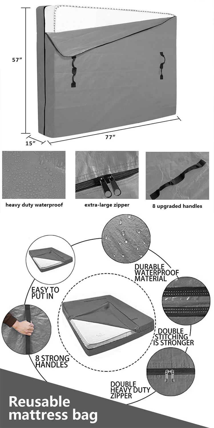 Heavy Duty Thick Mattress Bag For Moving,King Bed Mattress Protecting Cover,Reusable Storage