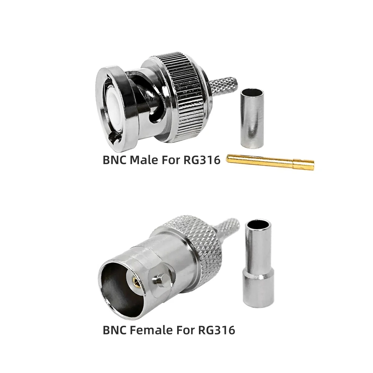 Factory Supply 50 Ohm BNC Male Plug/ BNC Female Jack Connector for RG316 RG174 LMR100 Cable RF Connectors in Stock